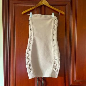 Dusty Pink Strapless Bandage Dress